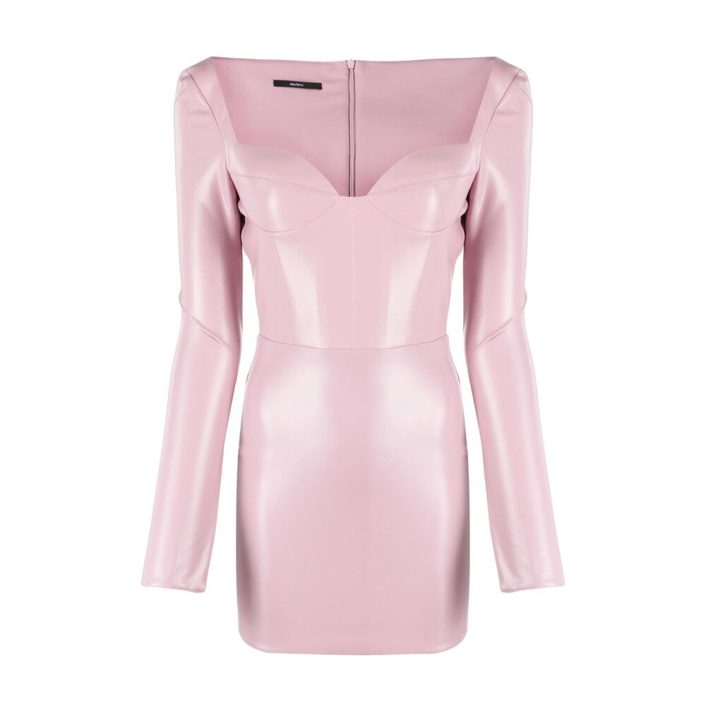 Alex Perry Patent Faux leather Long sleeve pink bodycon Mini Party Dress sz 8 - Picture 3 of 12